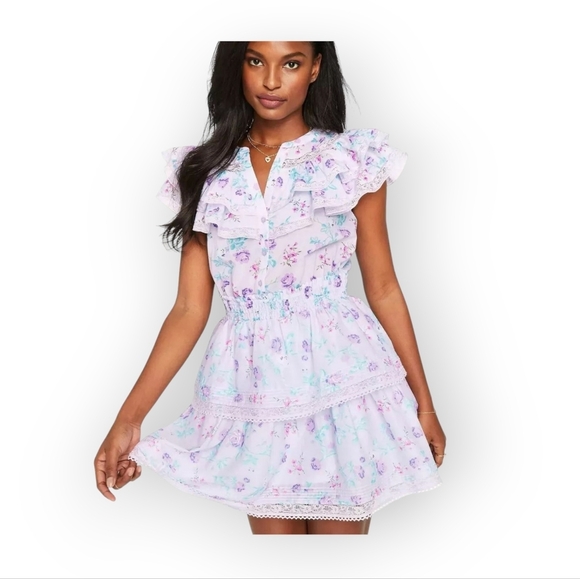 LoveShackFancy x Target Lilac Floral Lou Dress XS Fairycore Boho Spring Summer - Picture 7 of 16